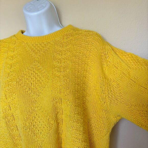 Lands’ End Vintage Drifter chunky Sweater Cable Knit Fisherman‎ Gold medium USA - Picture 5 of 8